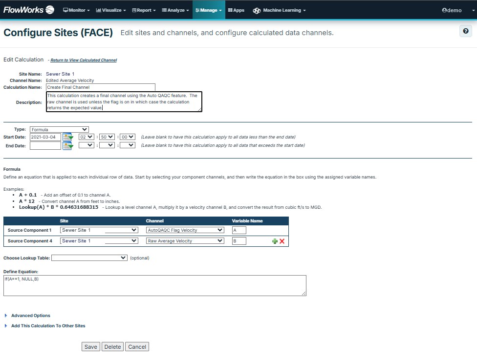 Configuring a calculated channel that runs continuously against live data